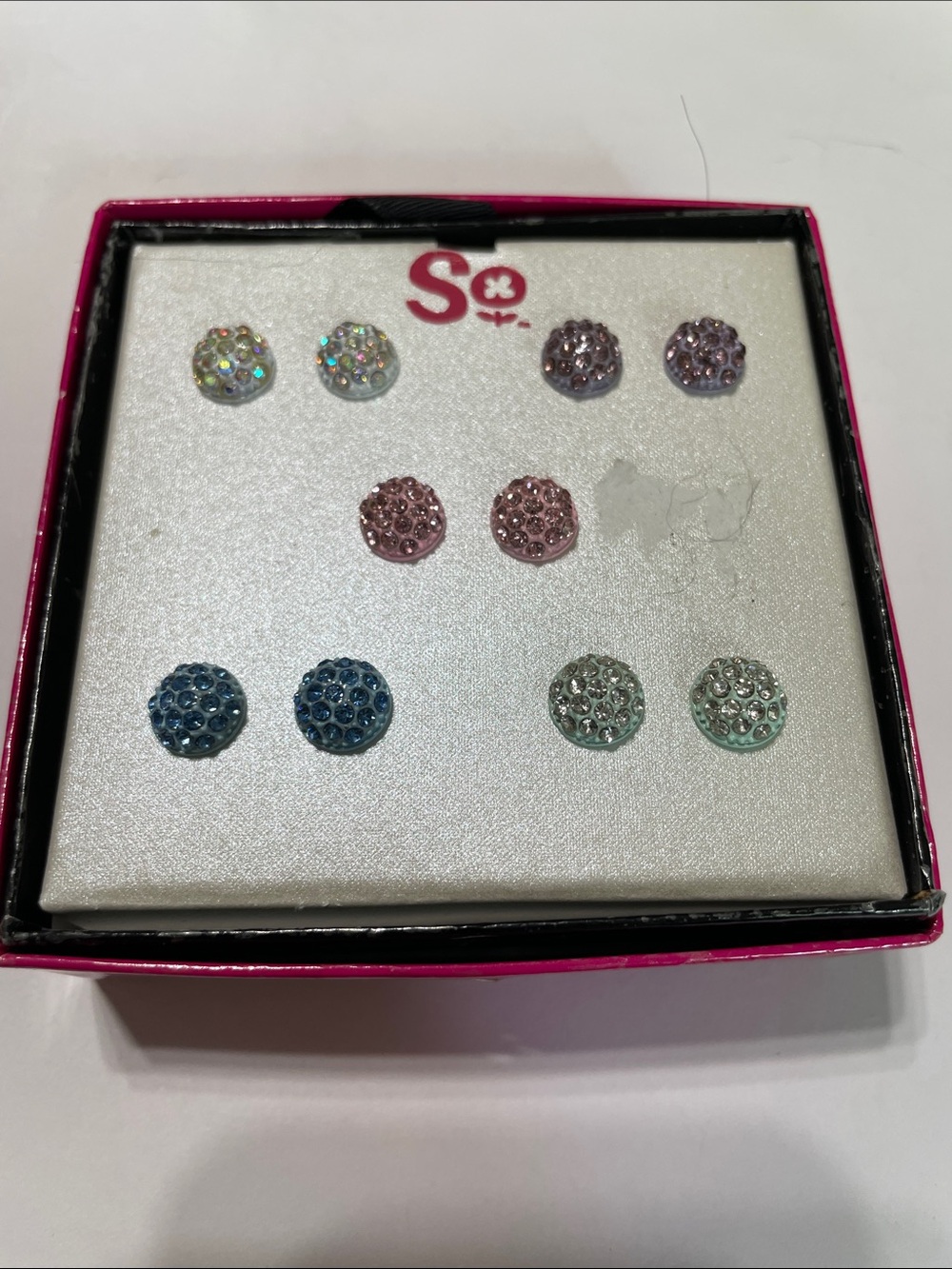 SO Multi-Color Crystal Stud Earring Set - 6 Pairs